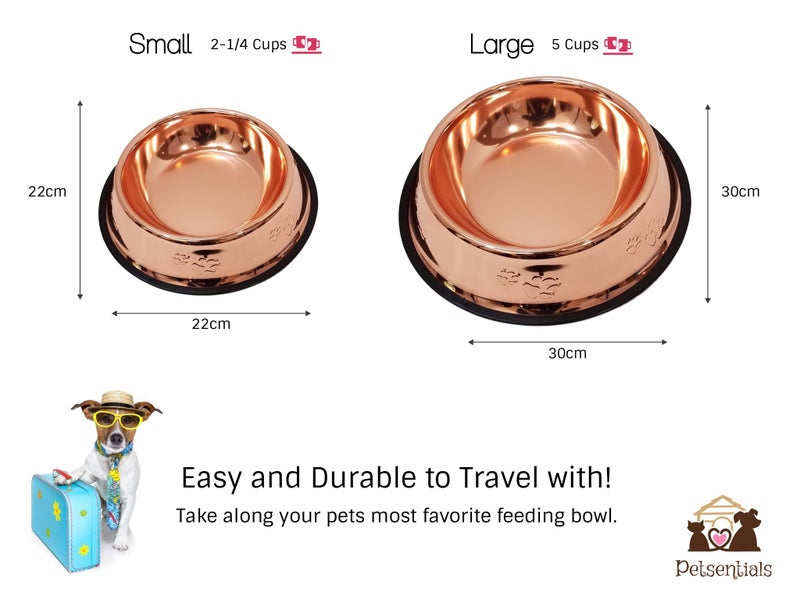 Melzon Petsentials Non-Skid Stylish Food Bowl for Your Pet, Premium Grade Stainless Steel - Elegant Bronze - Image 4